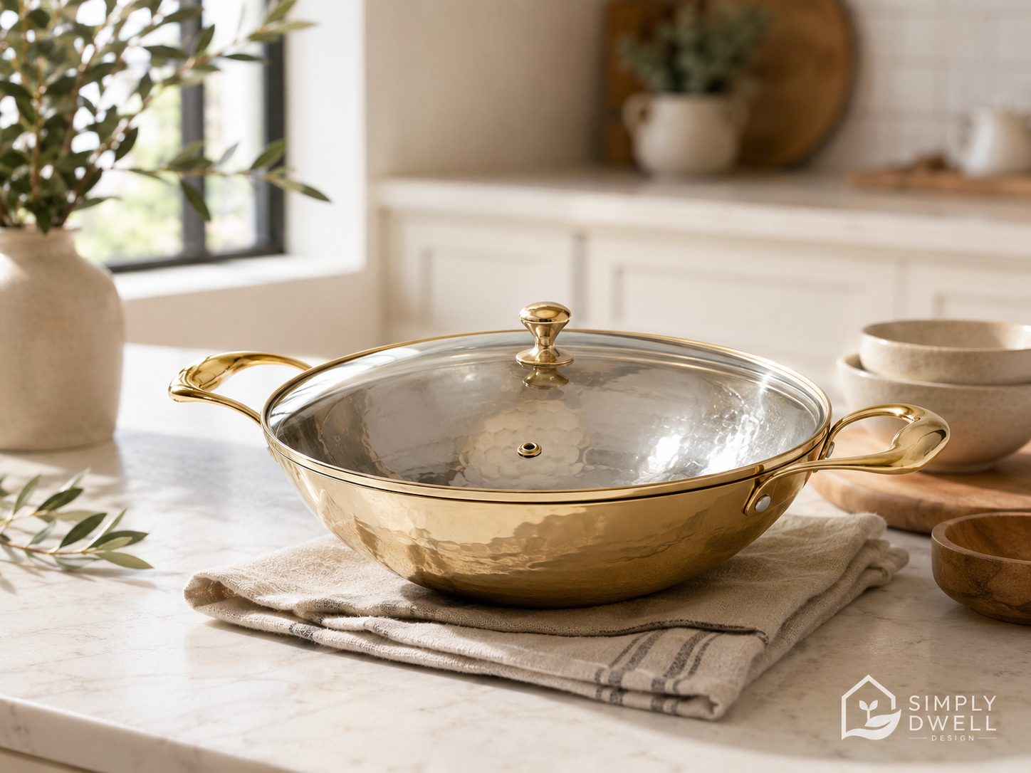 P-TAL Brass Kadhai with Glass Lid